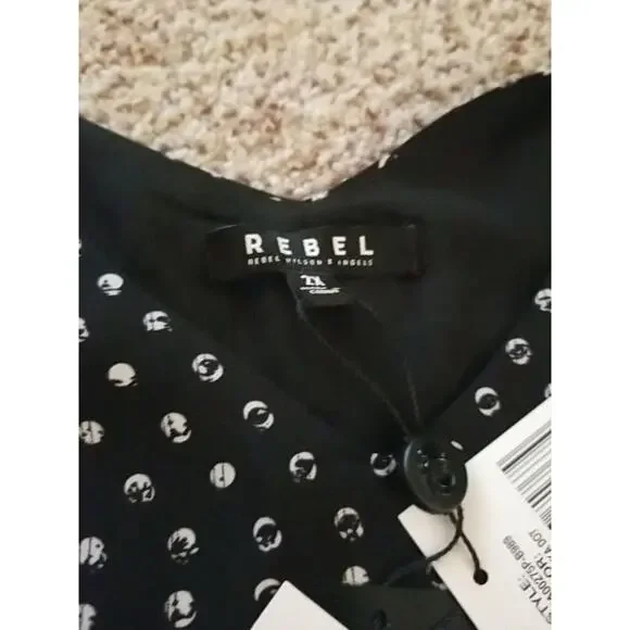 Rebel Wilson X Angels Polka Dot Black White Sleeveless Blouse Top 2X Retail $89 - Picture 9 of 12